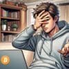 Inwestor z facepalmem patrzący na swój laptop