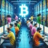 pracownicy wydobywający kryptowaluty