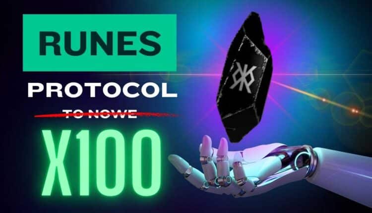 runy trzymane przez robotyczną dłoń i x100