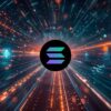 obrazek przedstawiający logo solana w centrum oraz wyobrażenie blockchaina wokół