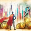 Superman, Bitcoiny, wykresy giełdowe i znaki zapytania