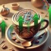 Filiżanka, w której zanurzony jest Bitcoin