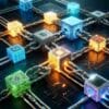 Grafika wygenerowana przez AI obrazująca blockchanin (interoperacyjność altcoinów).