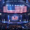Grafika przedstawiająca debatę prezydencką w USA.