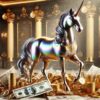 jednorożec będący projekcją przewidywań dotyczących tego, jakoby ripple miało stać się firmą wycenianą na poziomie Facebooka czy Amazona