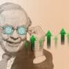 Warren Buffett z oczami loga ChatGPT na tle wykresu wskazującego wzrosty