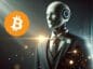 ChatGPT jako humanoidalny robot obserwuja Bitcoina w świetle słonecznym