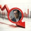 Robert Kiyosaki na tle spadającego wykresu w kolorze czerwonym