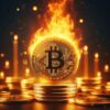 płonący Bitcoin