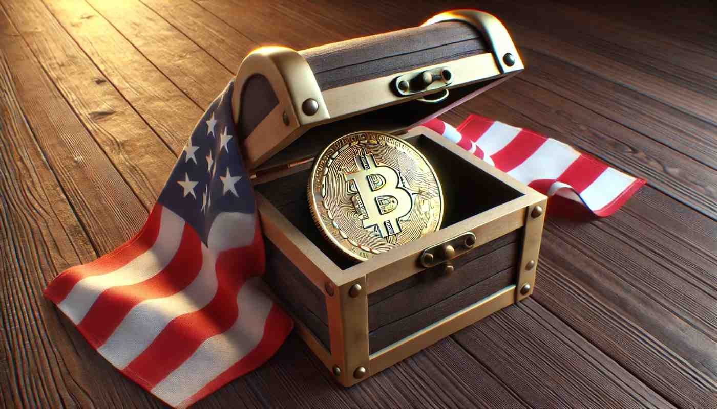 bitcoin (krypto) ukryty w skrzyni z flagą usa