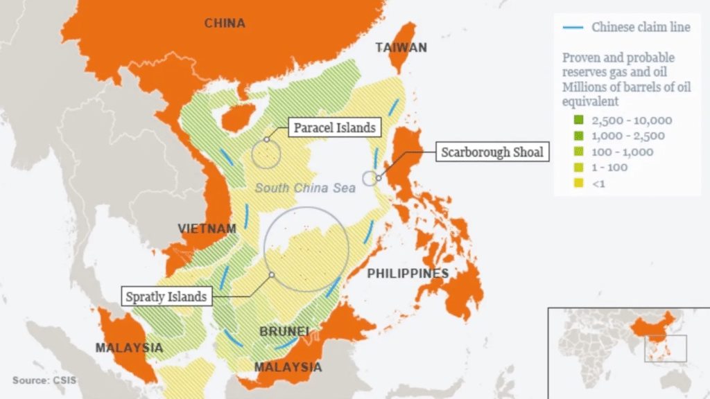 South China sea map with oil & gas sources.
Fot. CSIS