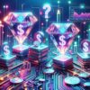 Ukryte kryptowalutowe diamenty, znaki zapytania w tle.