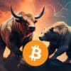 Byk i niedźwiedź walczą o Bitcoina.