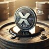 moneta xrp stojąca na beczce z ropą naftową