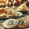 bitcoin leżący na stole w restauracji