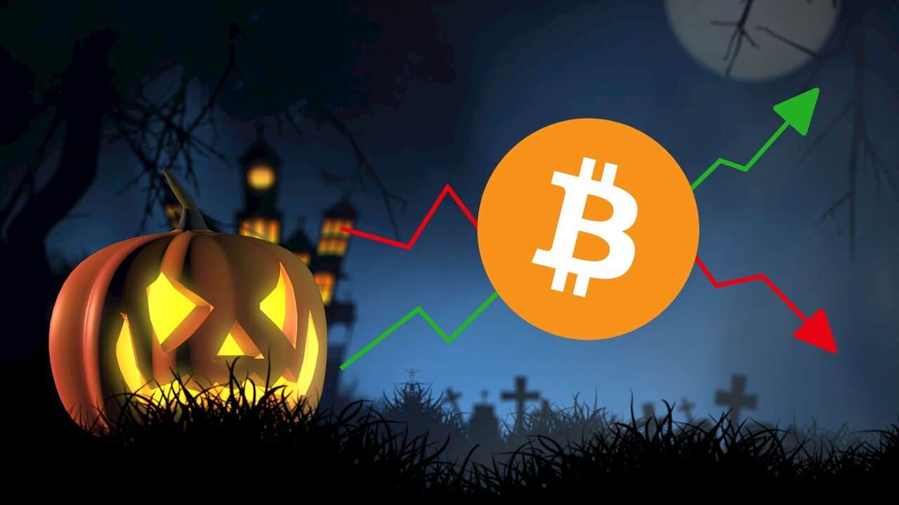 Bitcoin w stylu Halloween.