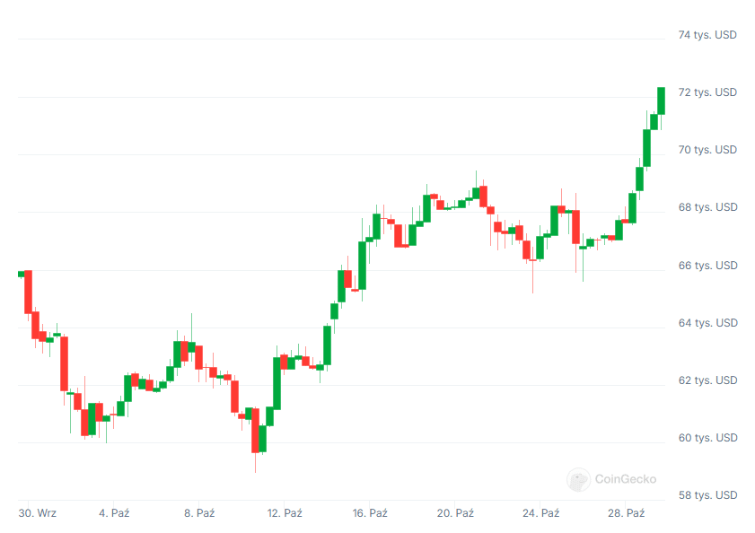 Cena Bitcoina, źródło: Coingecko