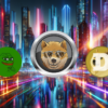 Pepe, Doge i Dogen na tle futurystycznego miasta.