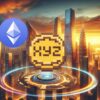 Ethereum i XYZ na tle panoramy miasta.