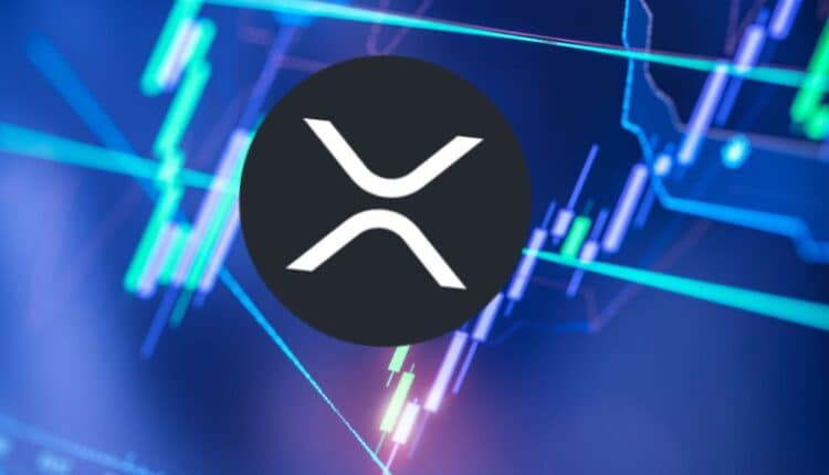 Ripple (XRP) na tle wykresu giełdowego.