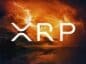 XRP, w tle pioruny i ciemne chmury.