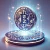 Bitcoin w blasku na podstawie.