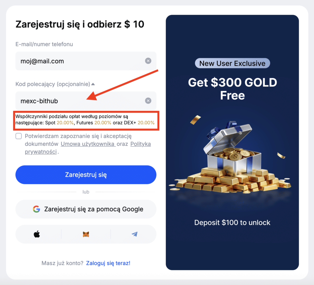 kod polecający MEXC