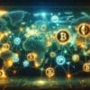 mapa świata i kryptowaluty