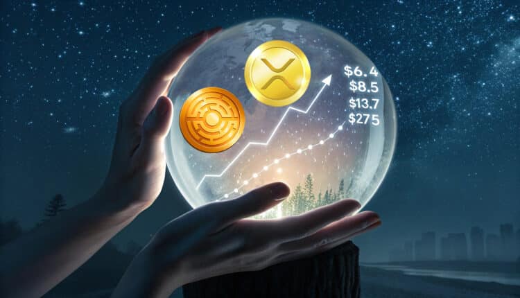 Model regresji liniowej zakłada docelowe ceny XRP na poziomie 6,4, 8,5, 13,7 i 27,5 usd