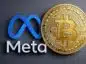 Logo meta na tle monety Bitcoin