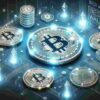 Grafika przedstawiająca Bitcoiny, wygenerowana przez AI.