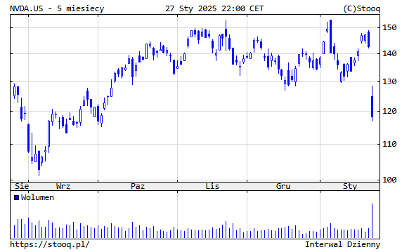 Wykres akcji spółki NVIDIA, źródło: stooq.pl