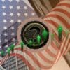 Kryptowaluty na tle flagi USA