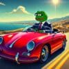 Pepe w sportowym aucie.