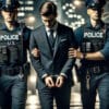 policjanci trzymający oszusta
