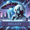 Grafika promująca Solaxy z Albertem Einsteinem.