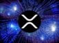 Logo XRP, w tle fajerwerki.