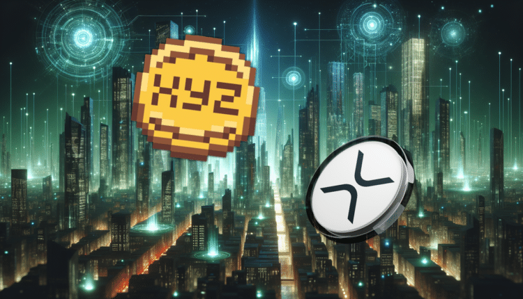 XYZ i XRP na tle miasta.