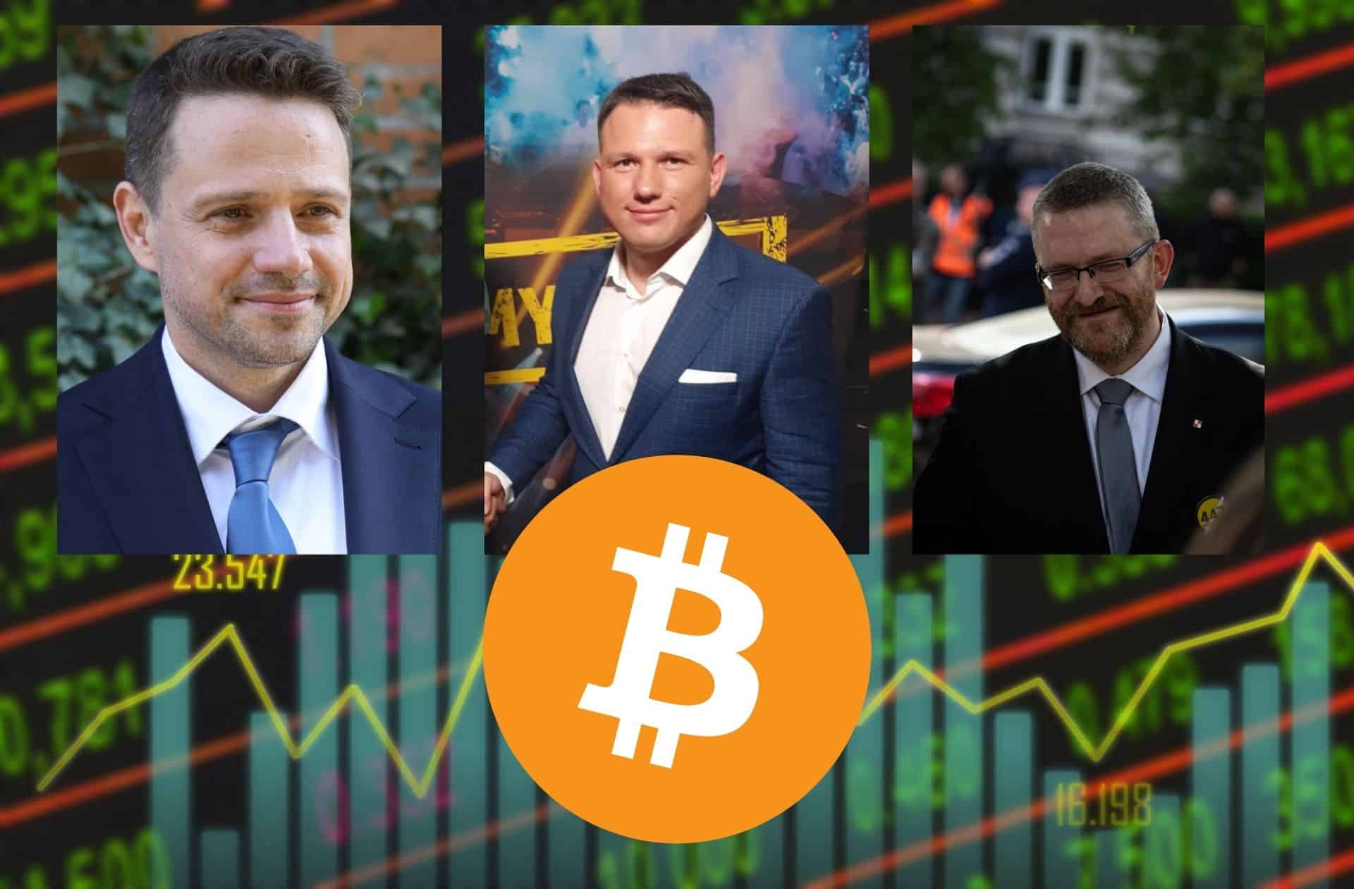 Bitcoin i kandydaci na Prezydenta RP: Rafał Trzaskowski, Sławomir Mentzen, Grzegorz Braun.