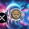 XRP, Dogen i ADA na tle miasta.
