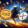 XYZ i XRP na tle rozpędzonego byka.