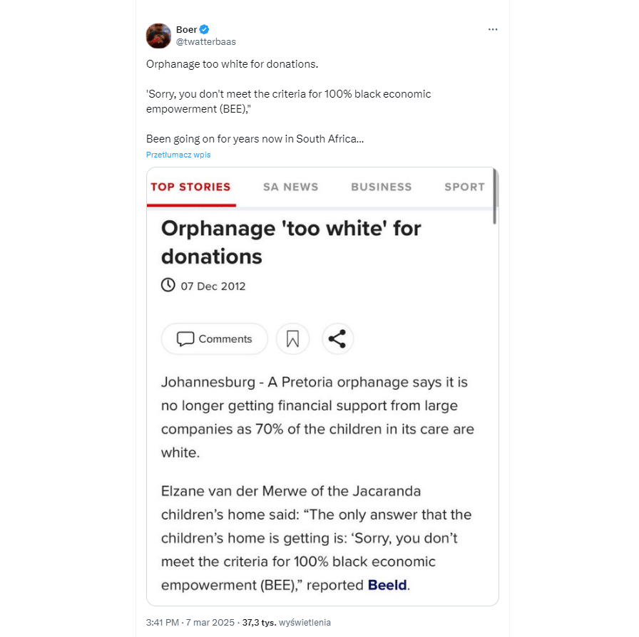 Rasizm przeciw białym – sierociniec