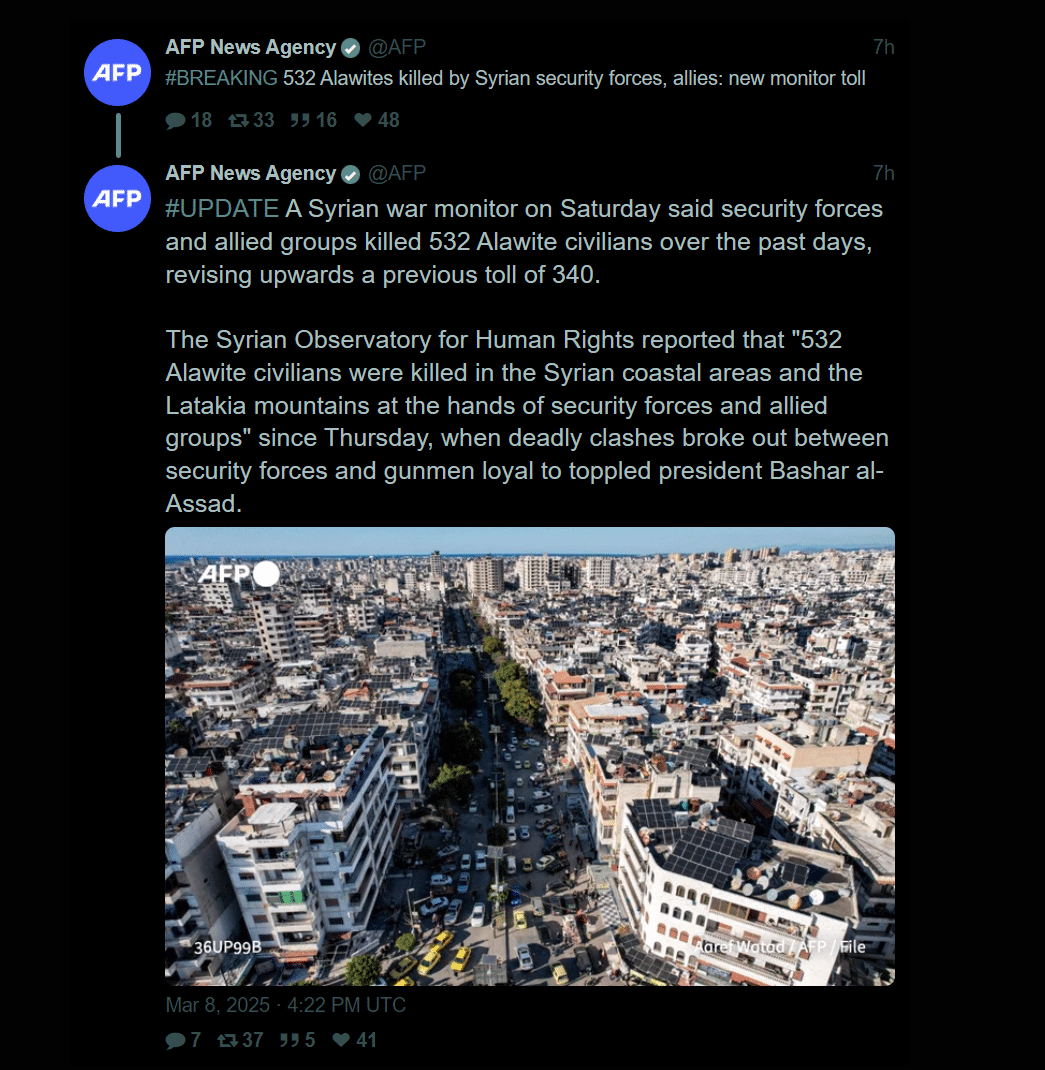 Syria – zbrodnie islamistów z HTS wobec alawitów