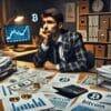 mężczyzna analizujący Bitcoin