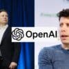 OpenAI (logo), Elon Musk, Sam Altman.