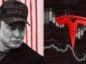 Elon Musk i logo Tesla na wykresie giełdowym.