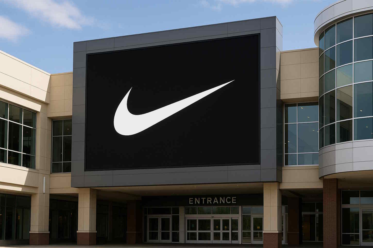 wejście do budynku z logo Nike