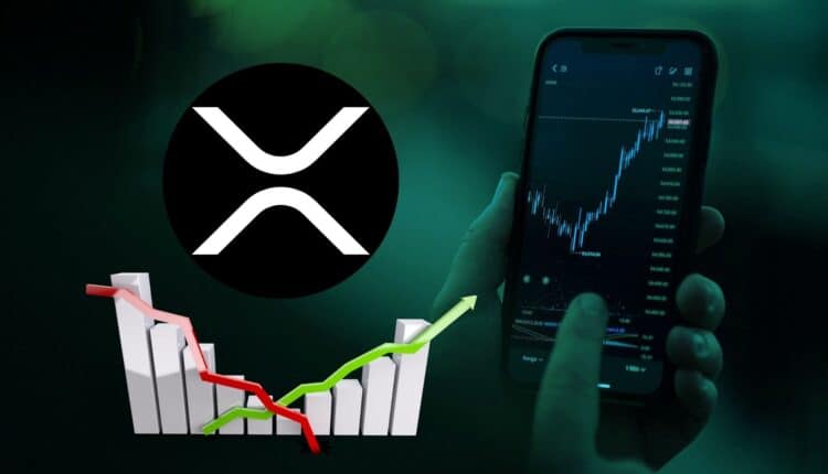 Ripple (XRP), w tle wykres na smartfonie.