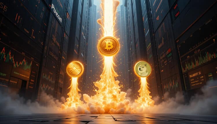 BTC i DOGE vs MTAUR — bitwa wielkiej trójki rusza, gdy nastroje na rynku osiągają poziom 51