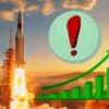Altcoin gotowy na wzrosty, w tle start rakiety i wykres wzrostu.